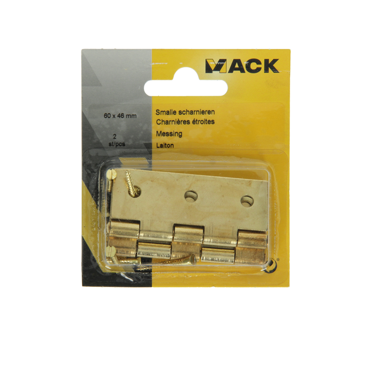 Mack 1013504 - 2 charnières étroites laiton h 60 x l 46 mm | 5 pièces