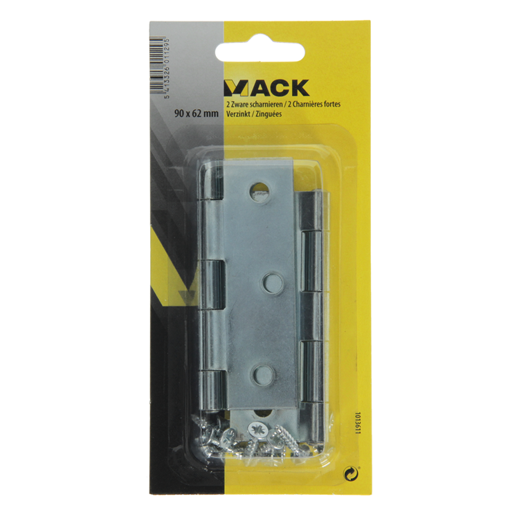 Mack 1013611 - 2 charnières lourdes galvanisées h 90 x l 62 mm | 5 pièces