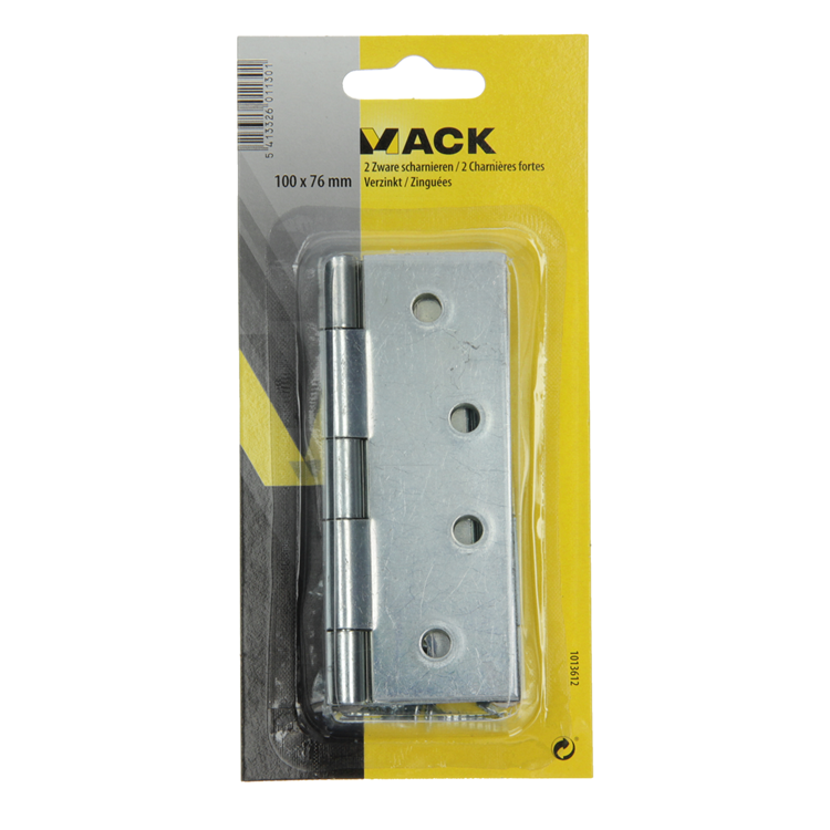 Mack 1013612 - 2 charnières lourdes galvanisées h 100 x l 76 mm | 5 pièces