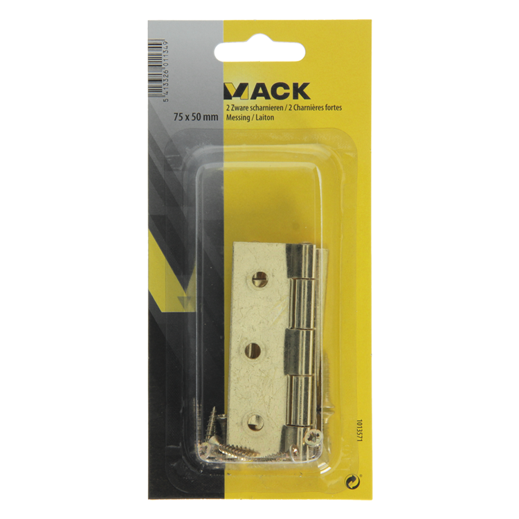 Mack 1013571 - 2 charnières lourdes. laitonné h 75 x l 50 mm | 5 pièces