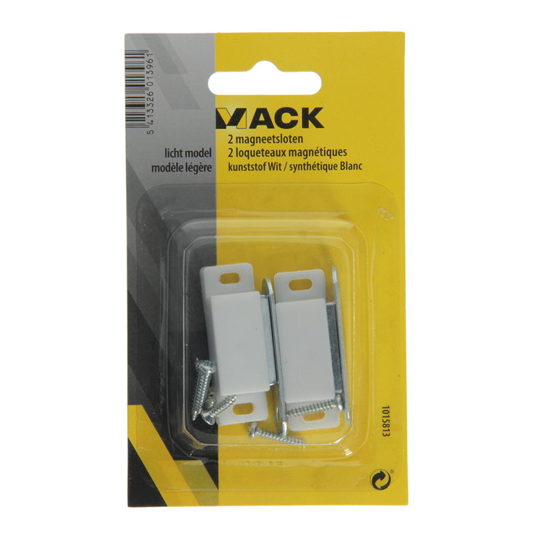 Mack 1015813 - 2 serrures magnétiques, modèle léger, plastique blanc | 10 pièces