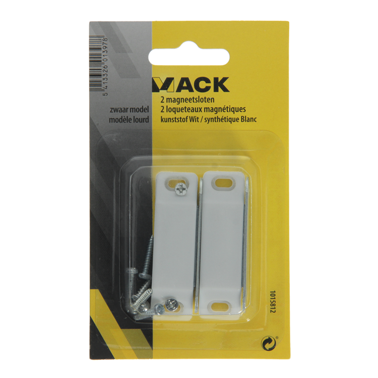 Mack 1015812 - 2 serrures magnétiques, modèle lourd, plastique blanc | 10 pièces
