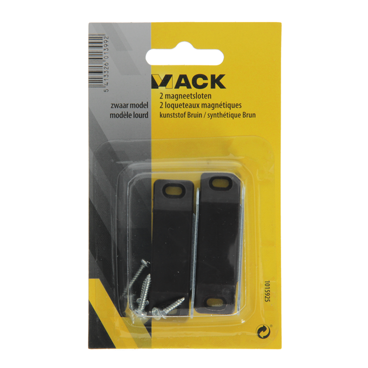 Mack 1015925 - 2 serrures magnétiques, modèle lourd, plastique marron | 10 pièces