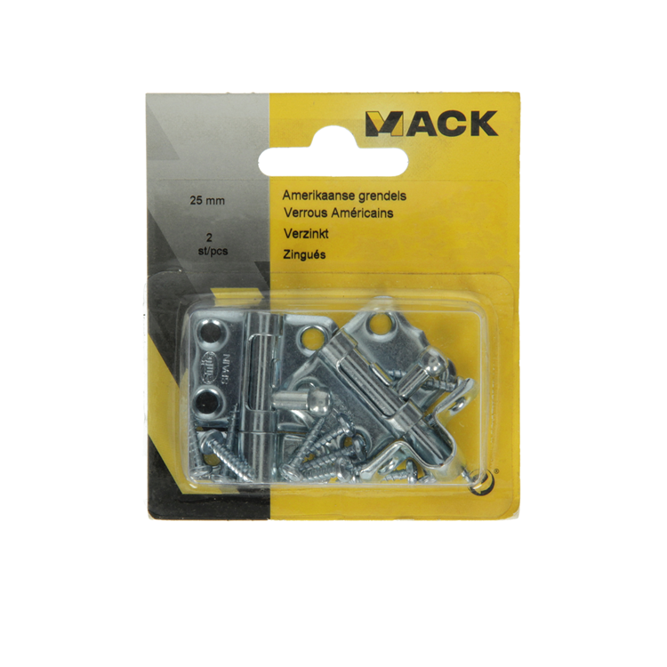 Mack 1013474 - 2 loquets américains galvanisés a 25 - b 10 mm | 5 pièces