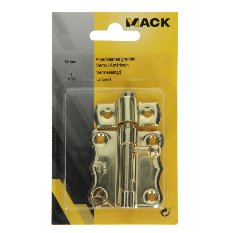 Mack 1015936 - 1 boulon américain en laiton plaqué a 50 - 22 mm | 5 pièces