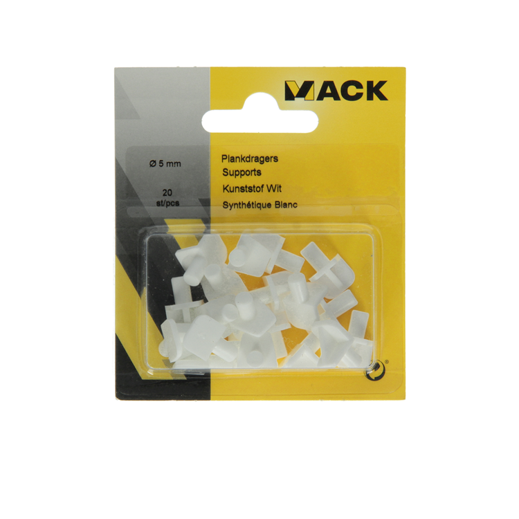 Mack 1015837 - 20 équerres d'étagère plastique blanc ø 5 mm | 10 pièces