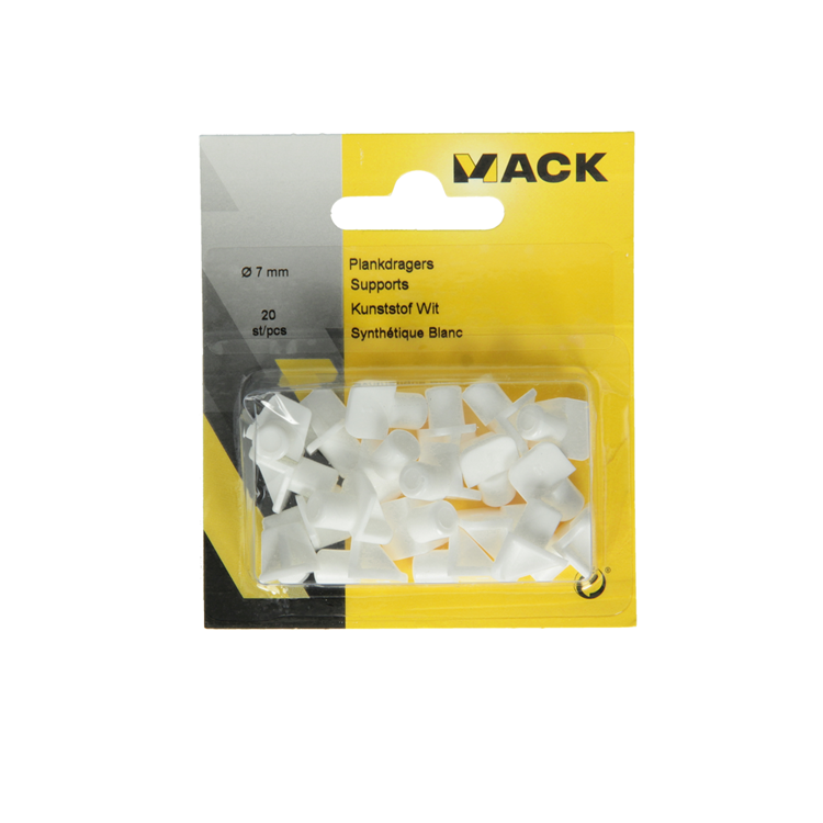 Mack 1015839 - 20 équerres d'étagère plastique blanc ø 7 mm | 10 pièces