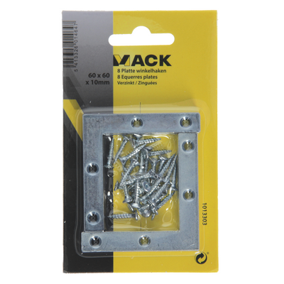Mack 1013303 - 8 carrés plats galvanisés 60x60x10x2mm | 10 pièces
