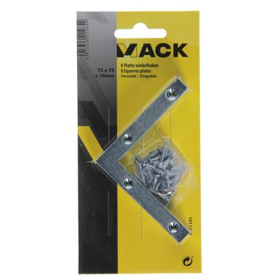 Mack 1013304 - 8 carrés plats galvanisés 75x75x10x2mm | 10 pièces