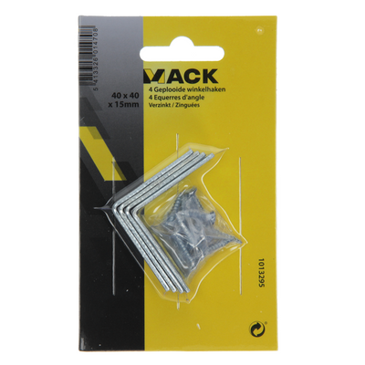 Mack 1013295 - 4 carrés pliés galvanisés 40x40x15x2mm | 10 pièces