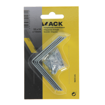 Mack 1013296 - 4 carrés pliés galvanisés 55x55x15x2mm | 10 pièces