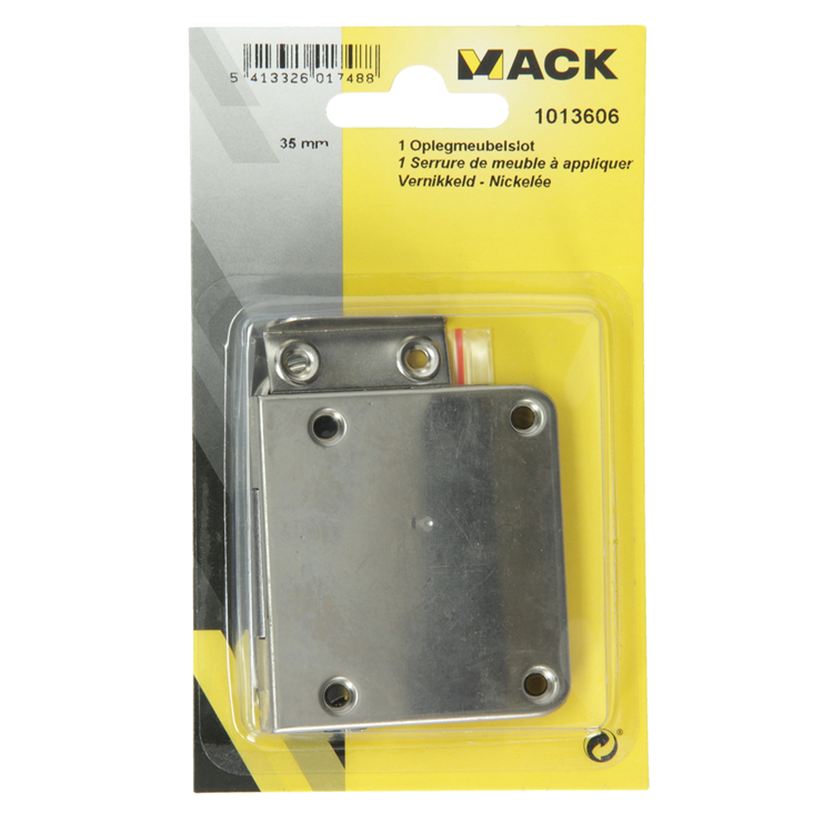 Mack 1013606 - 1 serrure de meuble en saillie nickelée 35mm | 5 pièces