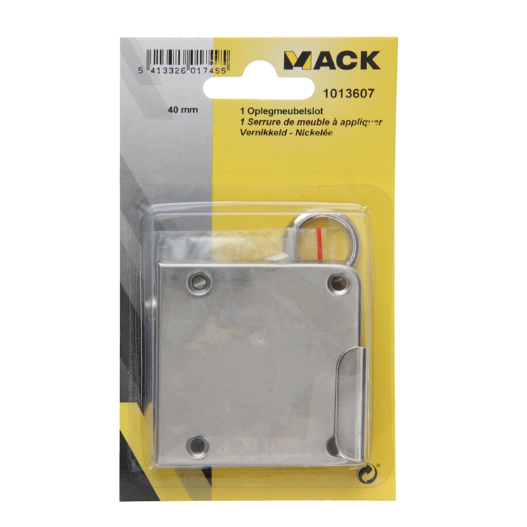 Mack 1013607 - 1 serrure de meuble en saillie nickelée 40mm | 5 pièces