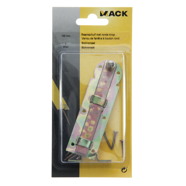 Mack 1014265 - curseur de fenêtre avec bouton rond, bichromaté a 100 - b 25 mm | 5 pièces