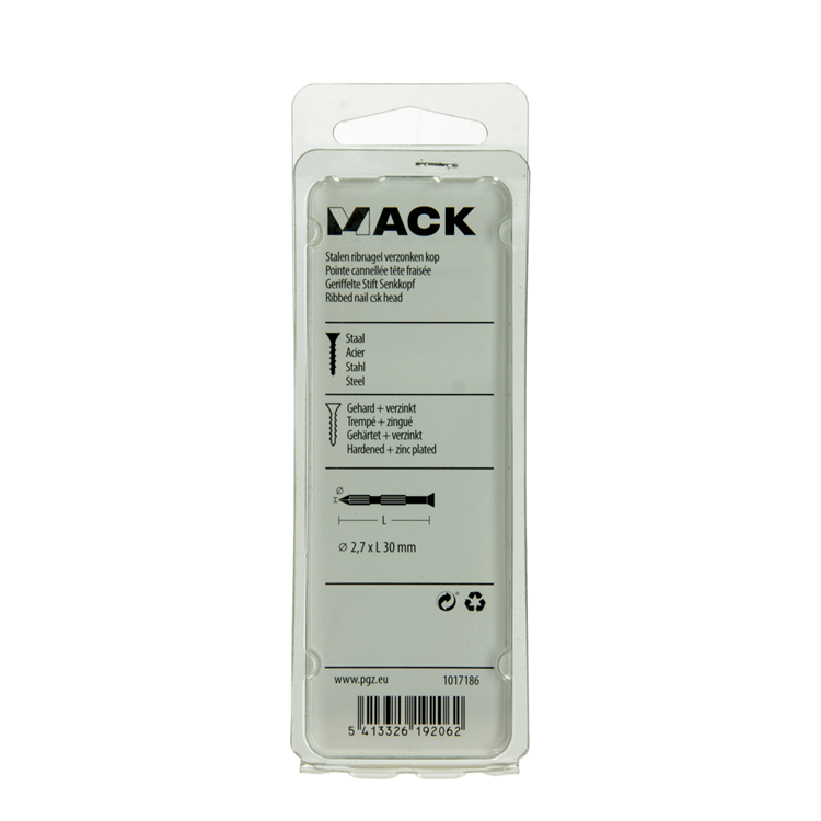 Mack 1017186 - clou à nervures en acier uk st. trempé + galvanisé 20 pièces 2,7 x 30 mm | 10 pièces