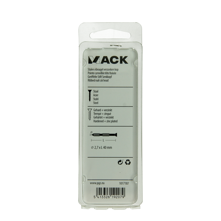 Mack 1017187 - clou à nervures en acier uk st. trempé + galvanisé 18 pièces 2,7 x 40 mm | 10 pièces