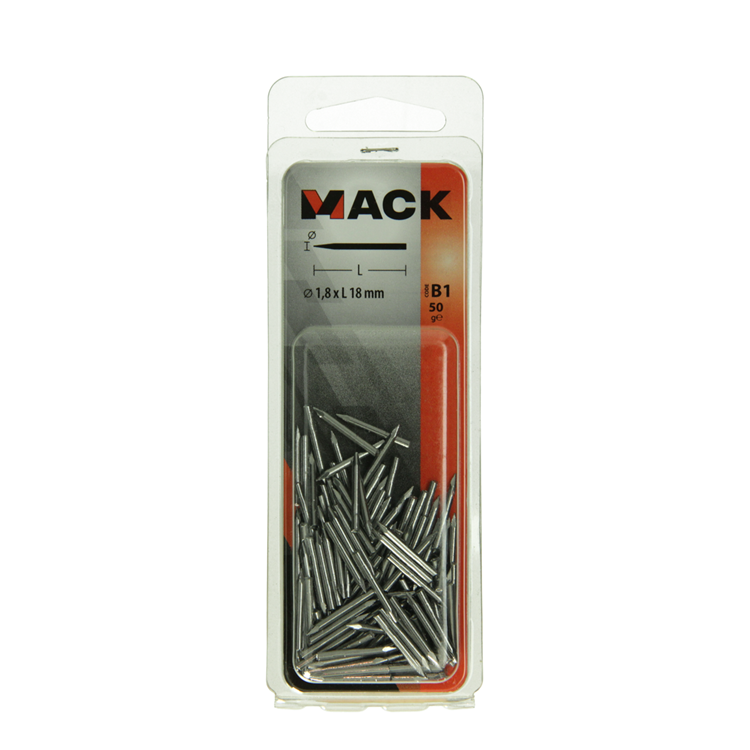 Mack 1017197 - clou diamanté acier non traité 50gr 1,8 x 18 mm | 10 pièces