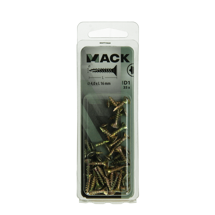 Mack 1017292 - spainplschr.vzkop-selfb. plaqué jaune 35 pièces 4,0 x 16 mm | 10 pièces