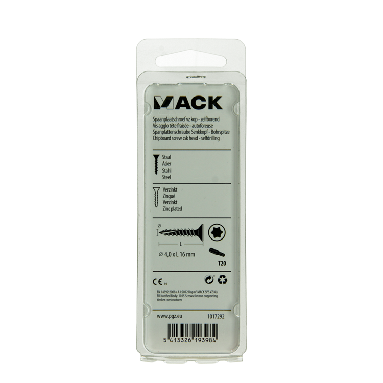 Mack 1017292 - spainplschr.vzkop-selfb. plaqué jaune 35 pièces 4,0 x 16 mm | 10 pièces