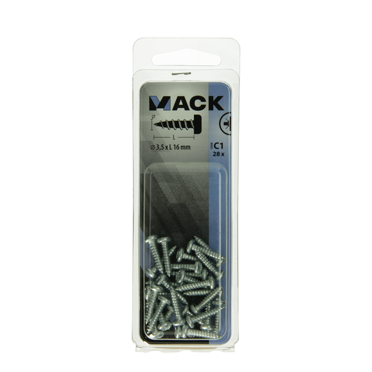 Mack 1017439 - vis autotaraudeuse à tête cylindrique galv. 28 pièces 3,5 x 16 mm | 10 pièces