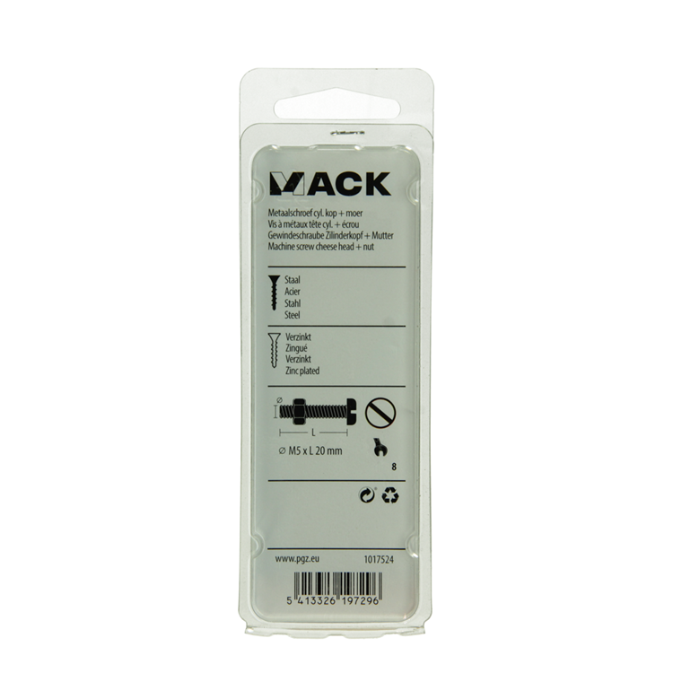 Mack 1017524 - vérin à vis métal. tête + écrou plaqué 15 pcs m5 x 20 mm | 10 pièces