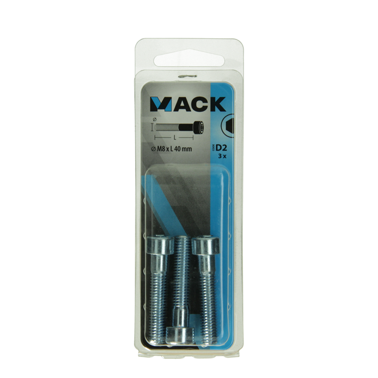 Mack 1017654 - boulon à six pans creux cyl. tête plaquée. 3 pièces m8 x 40 mm | 10 pièces