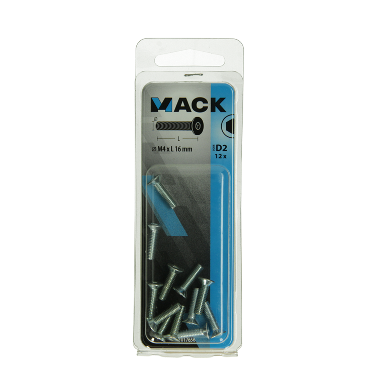 Mack 1017656 - boulon à six pans creux plaqué. cond. 12 pièces m4x16 | 10 pièces