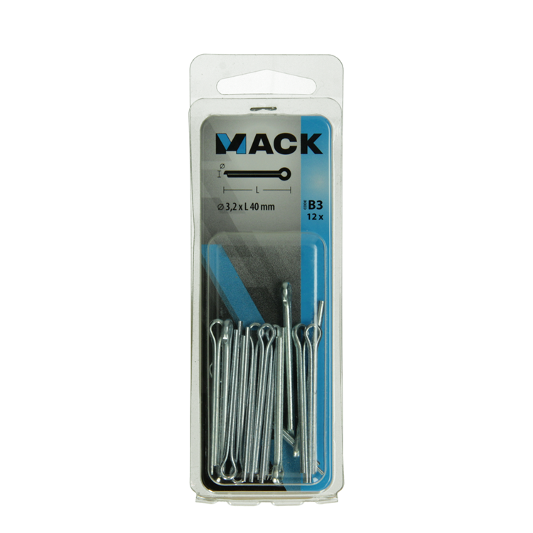 Mack 1017765 - goupille fendue en acier galvanisé 12 pcs 3,2 x 40 mm | 10 pièces