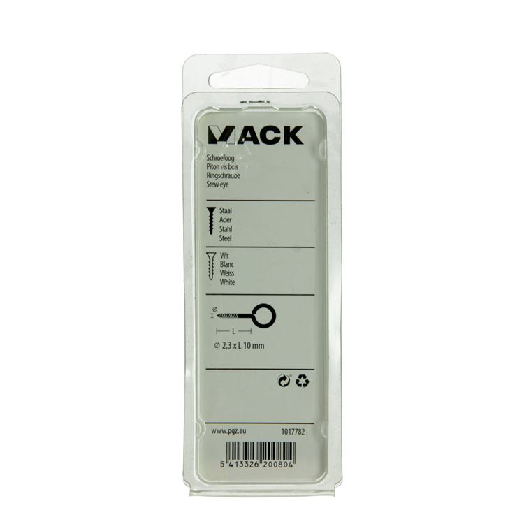 Mack 1017782 - oeil à vis acier blanc 10 pcs 2,3 x 10 mm | 10 pièces