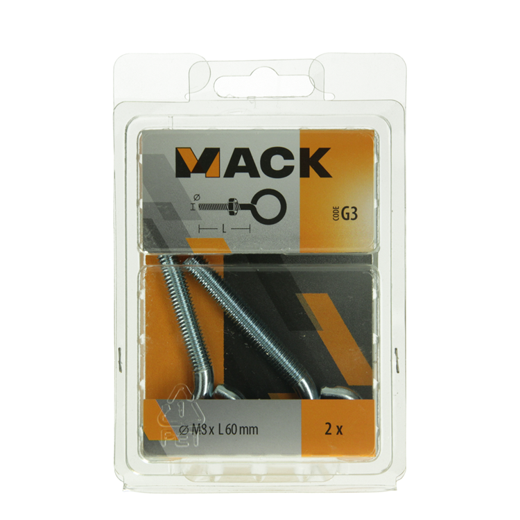 Mack 1017793 - oeil de vis métrique + écrou galvanisé 2 pcs m8 x 60 mm | 5 pièces