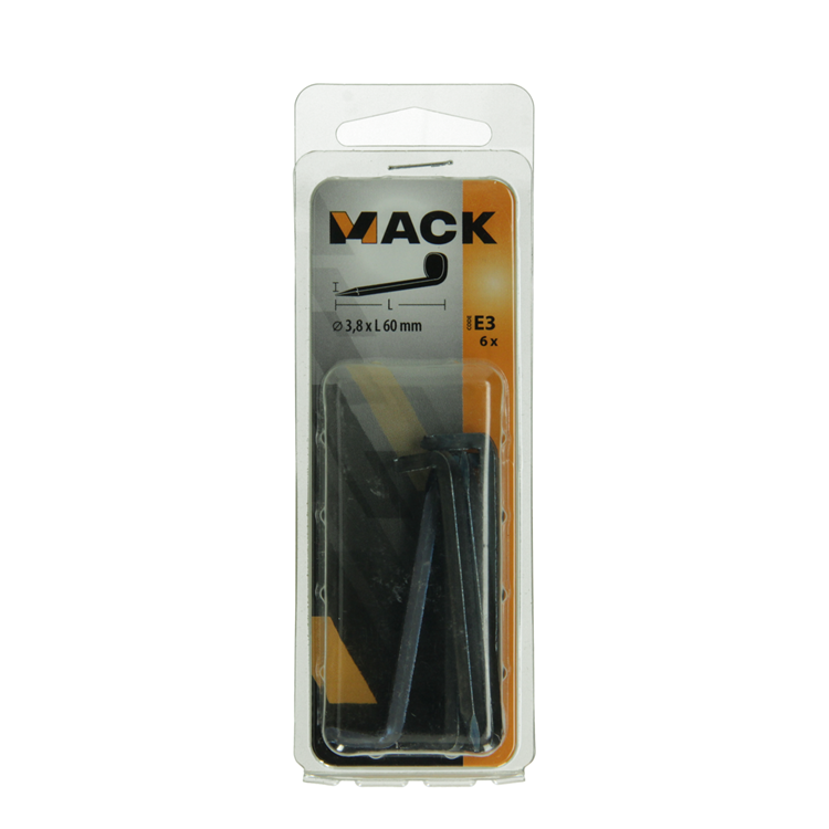 Mack 1019708 - crochet à poutre en acier bleui 6 pcs 3,8 x 60mm | 5 pièces