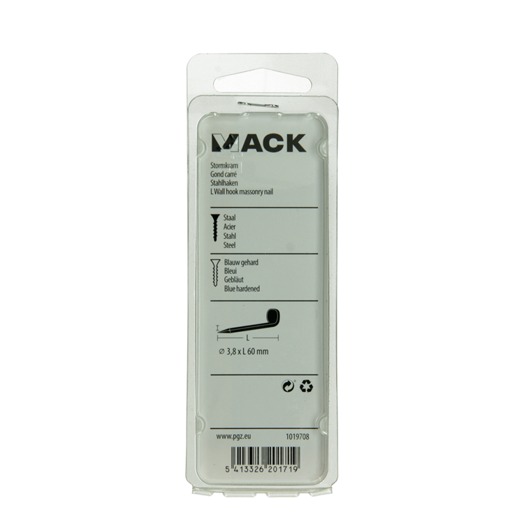 Mack 1019708 - crochet à poutre en acier bleui 6 pcs 3,8 x 60mm | 5 pièces