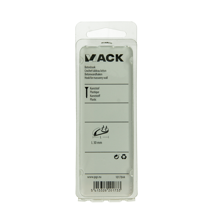 Mack 1017844 - crochet à béton plastique 4pcs 30mm | 10 pièces