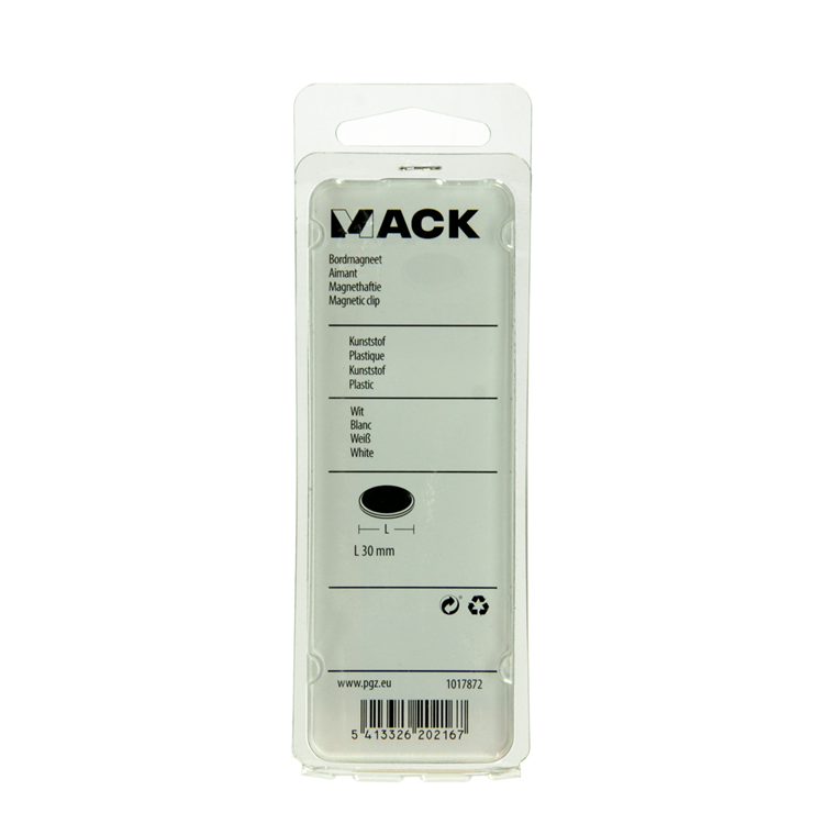 Mack 1017872 - aimant pour tableau noir plastique blanc 4 pcs30 mm | 10 pièces