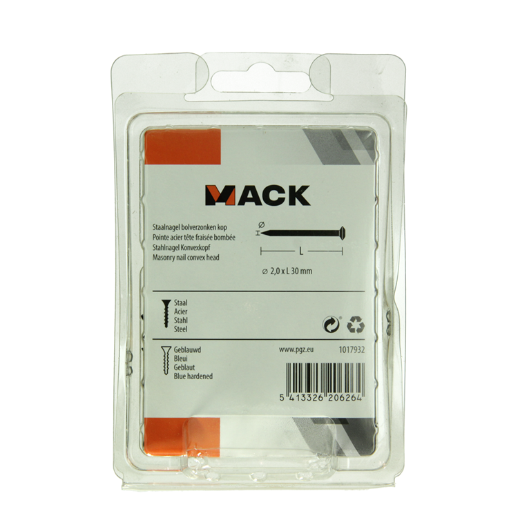 Mack 1017932 - clou en acier bvk acier bleui 200 gr 2,0 x 30 mm | 5 pièces