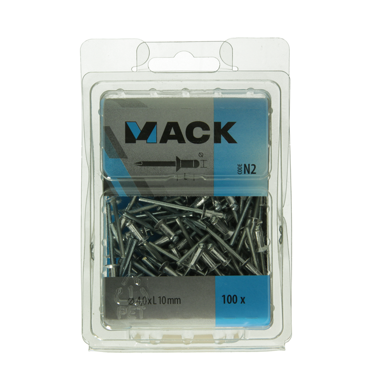 Mack 1020314 - 100 agrafes aveugles aluminium 4,0x10mm | 5 pièces