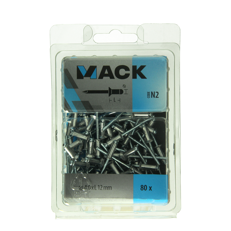 Mack 1020315 - 80 agrafes aveugles aluminium 4.0x12mm | 5 pièces