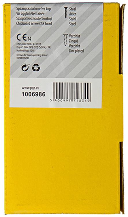 Mack 1006986 - vis pour panneaux d'aggloméré avec tête galvanisée jaune 50pcs 6 x 130mm | 3 pièces