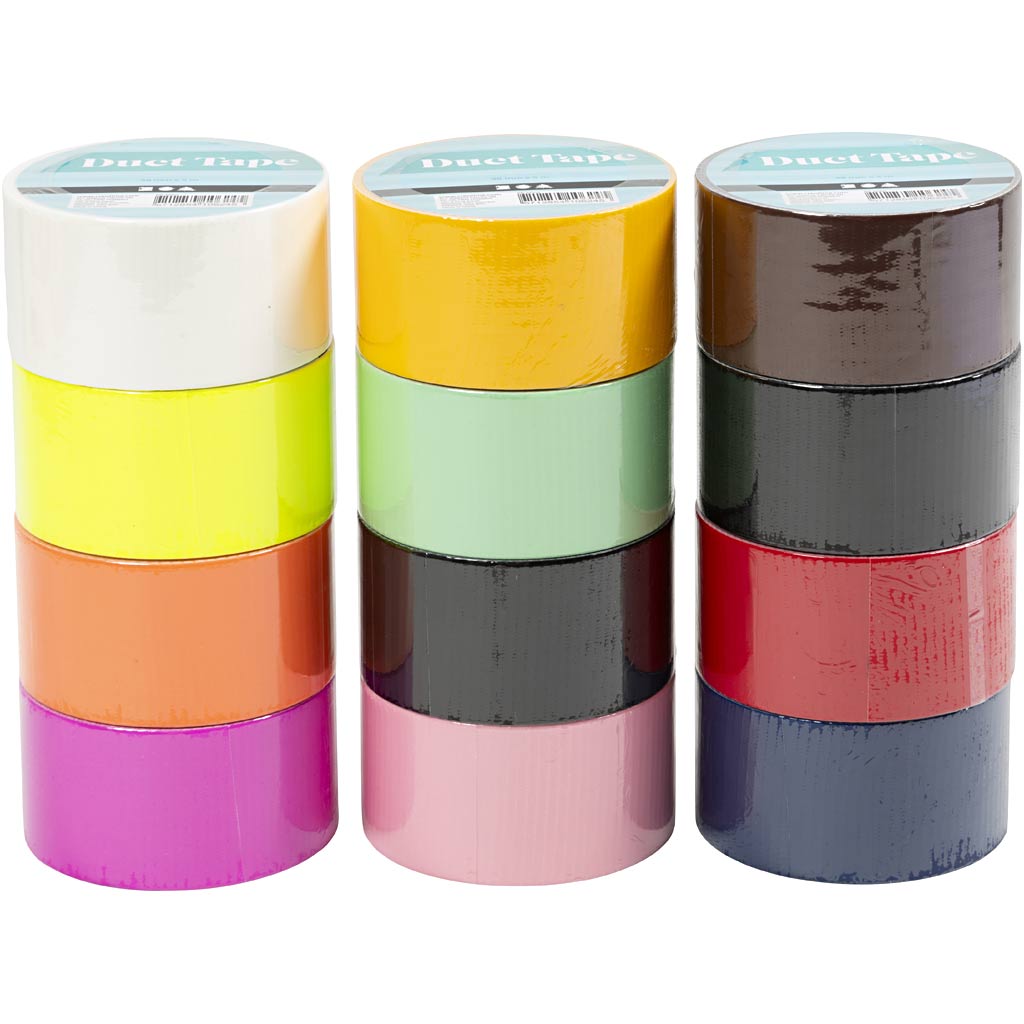 Ruban adhésif Creativ company, couleur unie, L: 48 mm, différentes couleurs, 12x5 m 1 boîte