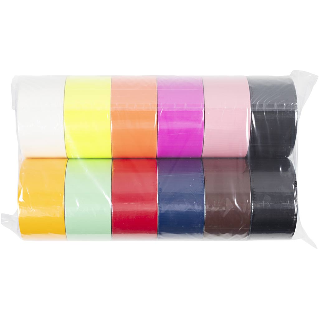 Ruban adhésif Creativ company, couleur unie, L: 48 mm, différentes couleurs, 12x5 m 1 boîte