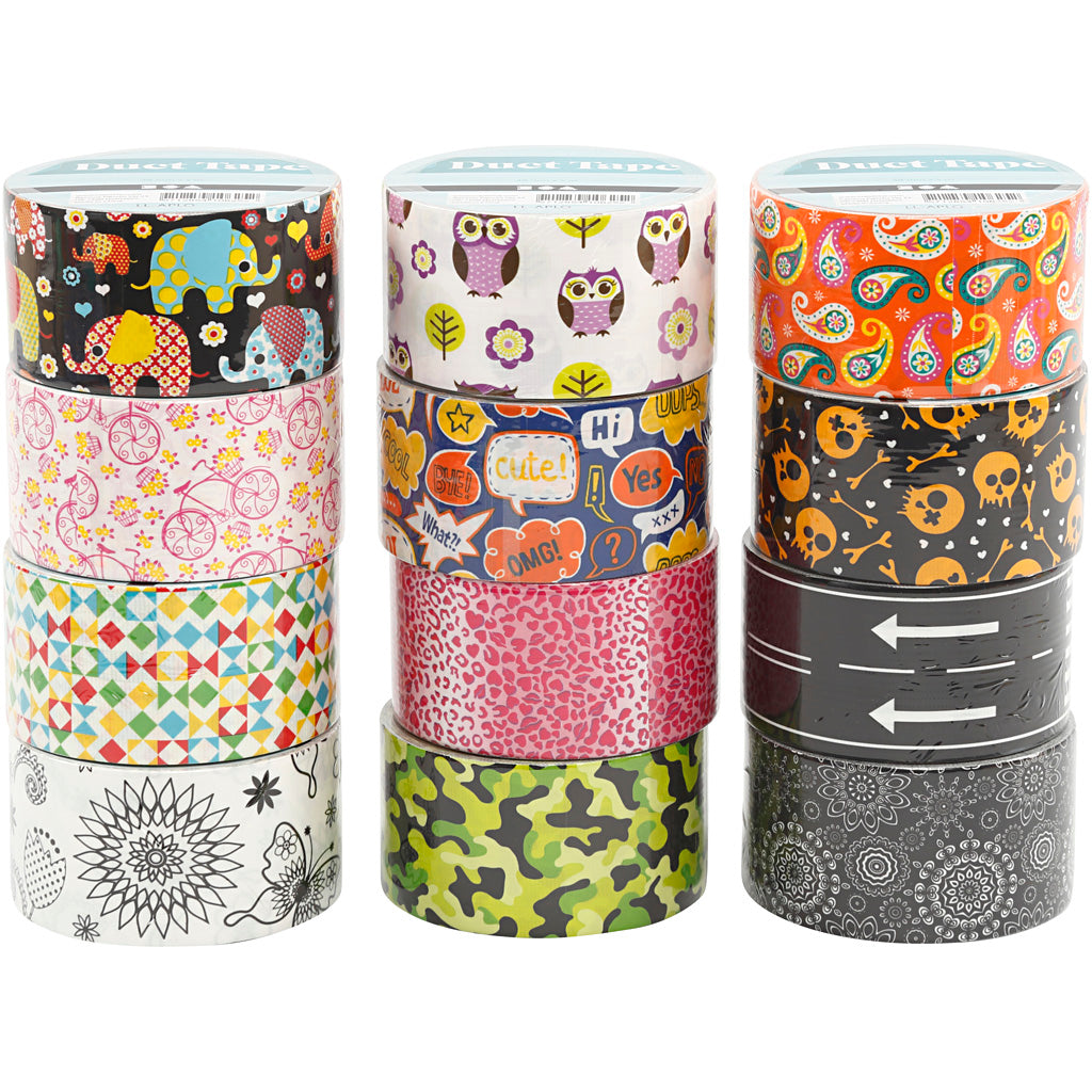 Ruban adhésif Creativ company, avec motif, L: 48 mm, différentes couleurs, 12x5 m 1 boîte