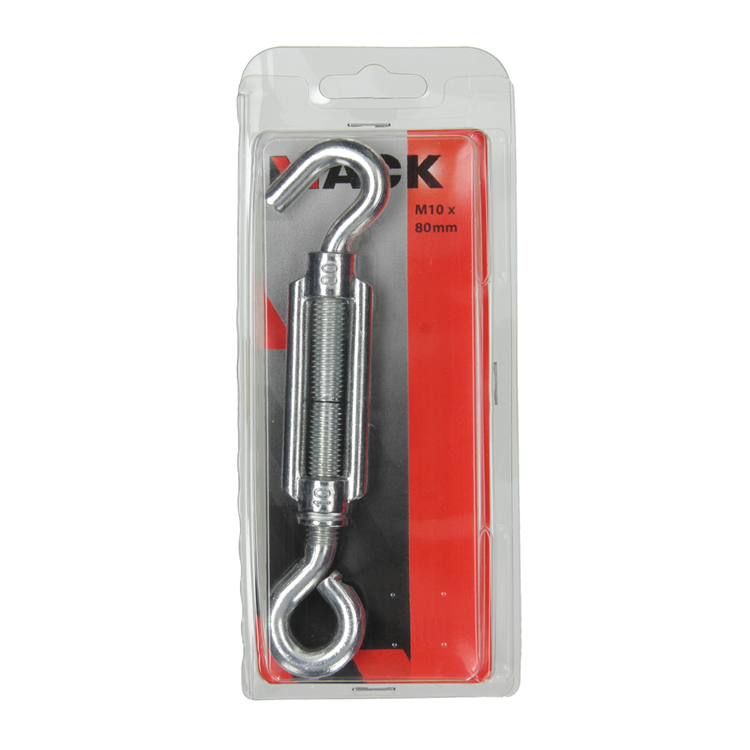 Mack 1006875 - 1 tendeur : oeil + crochet galvanisé m10x80mm bl | 5 pièces