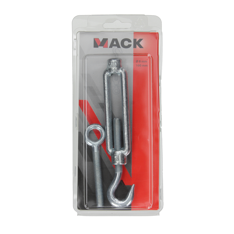 Mack 1006876 - 1 tendeur : oeil + crochet galvanisé m10x120mm bl | 3 pièces