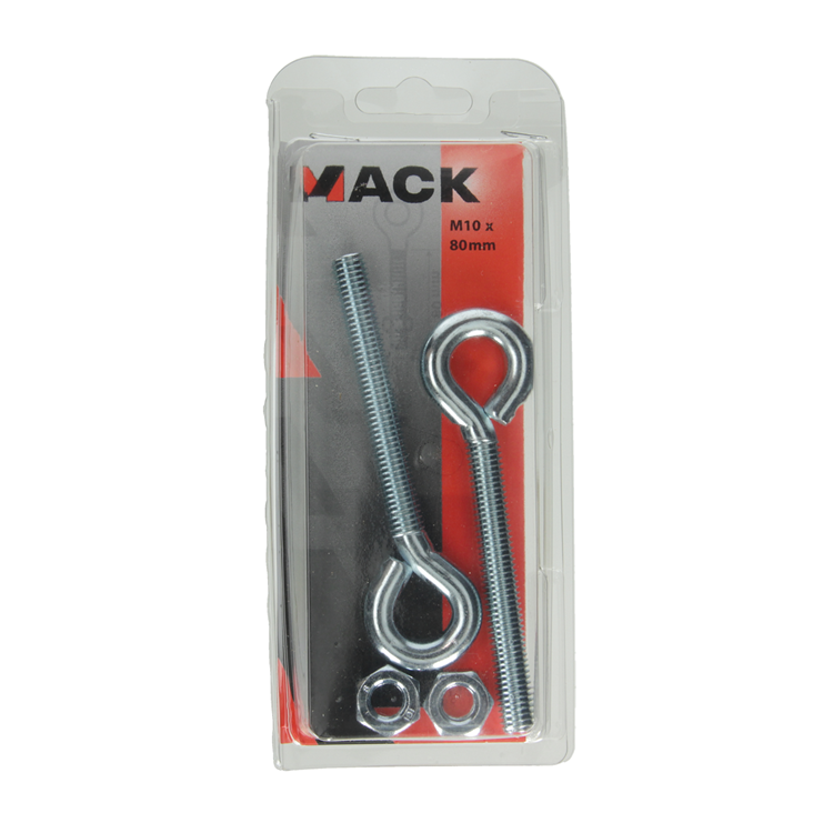 Mack 1006882 - 2 boulons à œil galvanisés + écrou m10x80 bl | 5 pièces