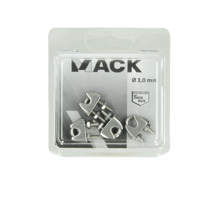 Mack 1006889 - 4 serre-fils en acier crosby inox 3mm bl | 5 pièces