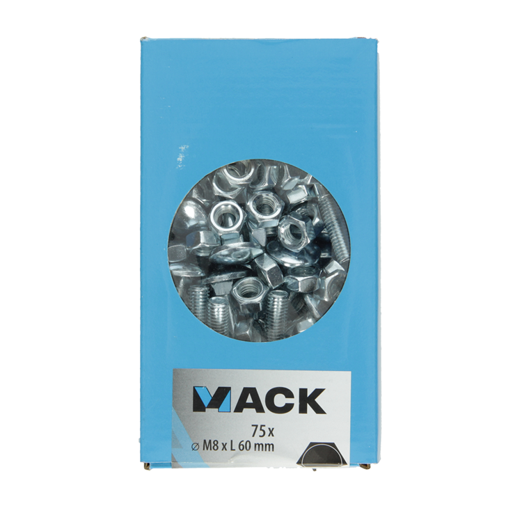 Mack 1007061 - boulon à bois + écrou galvanisé 75 pcs 8 x 60 mm | 2 pièces
