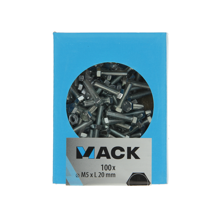Mack 1007069 - boulon de robinet + écrou galvanisé 100 pcs 5 x 20 mm | 5 pièces