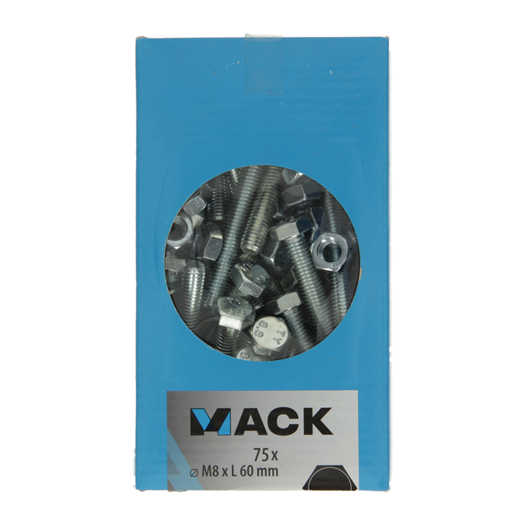 Mack 1007080 - boulon de robinet + écrou galvanisé 75 pièces 8 x 60 mm | 2 pièces