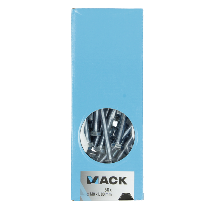 Mack 1007081 - boulon de robinet + écrou galvanisé 50 pcs 8 x 80 mm | 1 pièce