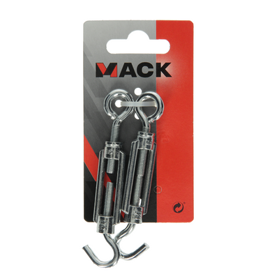 Mack 1008448 - 2 oeillets tendeurs + crochet m5 x 50mm galvanisé | 10 pièces